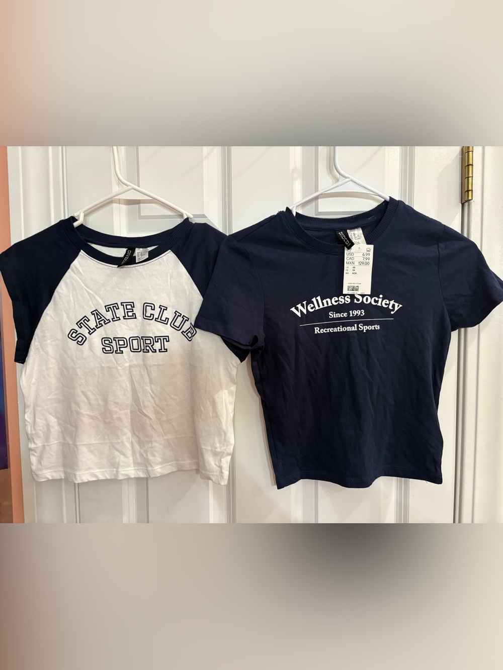 H&M  Navy Graphic T‑Shirts - Wellness Society size XS Brand New NWT!